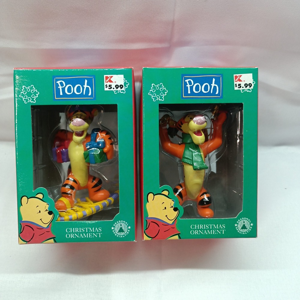 Vtg 90s Disney Tigger Christmas Ornaments Set of 2 Winnie the Pooh Holiday Kmart